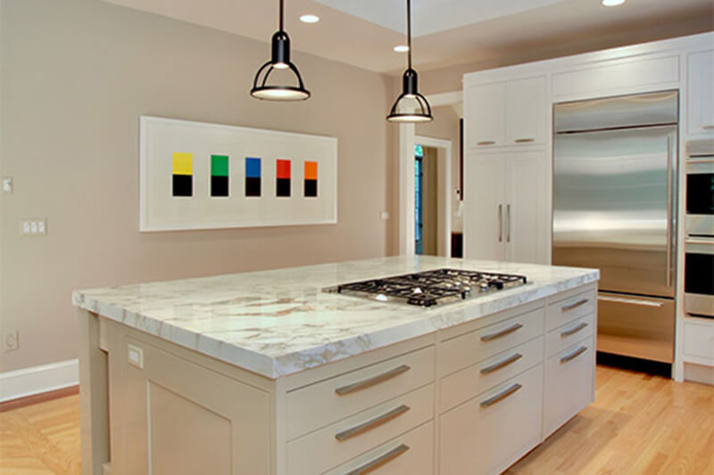 Kitchen Remodel with White Island Countertop
